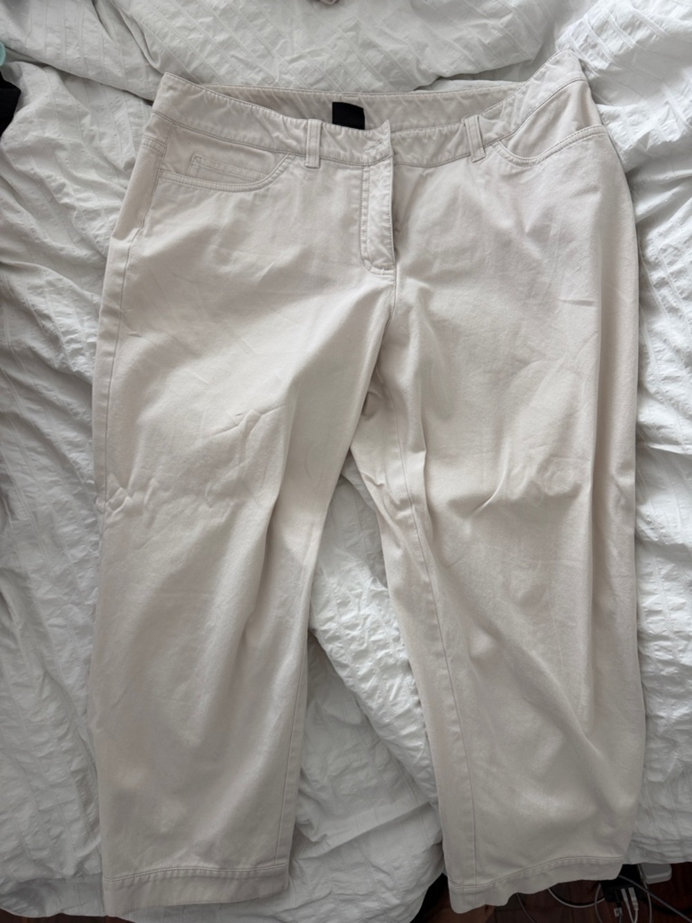 Eileen Fisher Cropped Ankle Pants in Light Beige